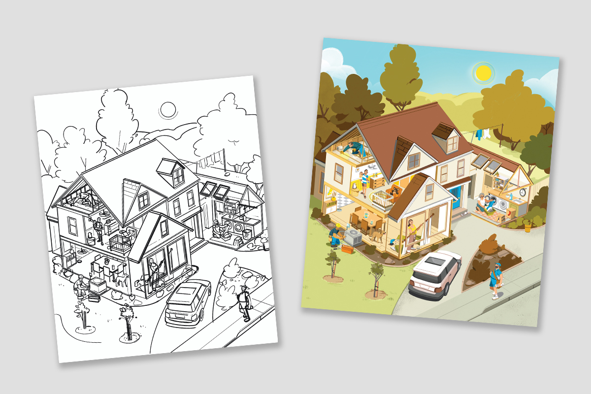 Sketches for Nathan Hackett artwork in Texas Heritage for Living magazine