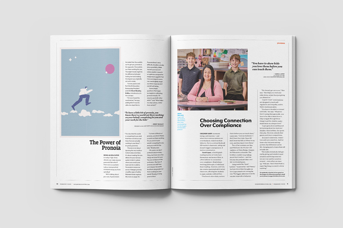 Oxygen for Educators magazine spread
