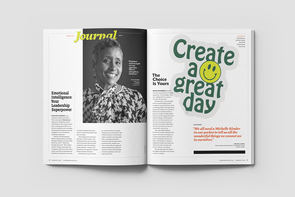 Oxygen for Educators magazine spread