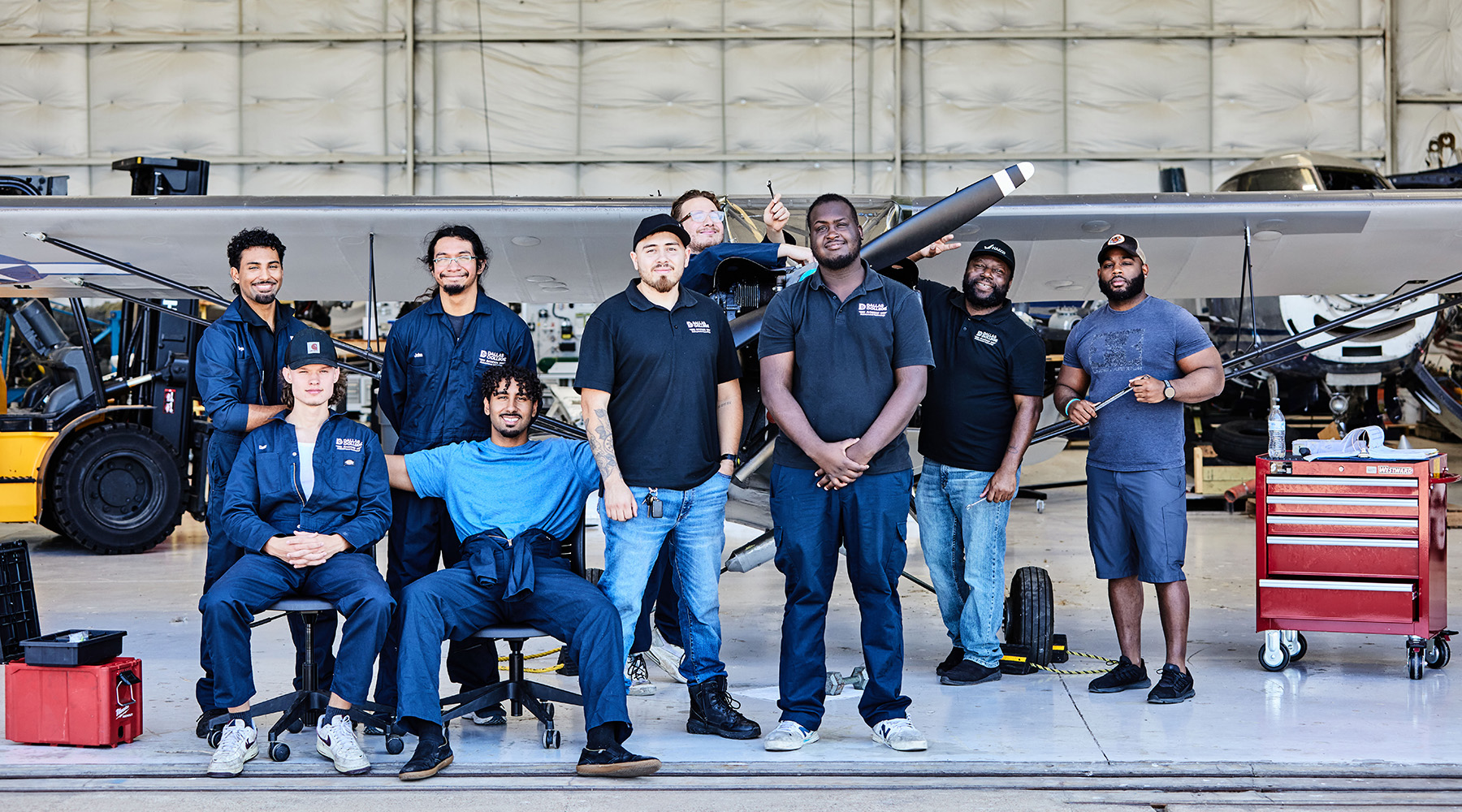Dallas College students in the aviation maintenance program