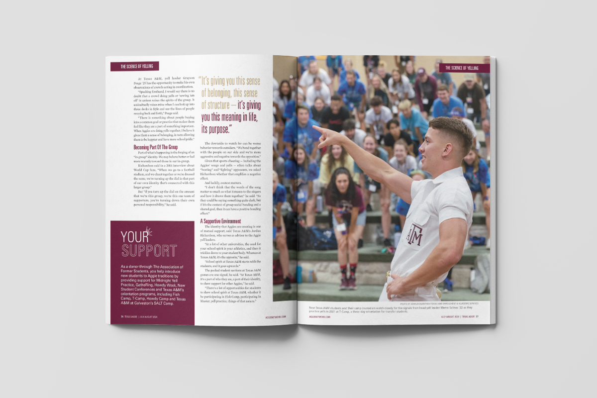 Texas Aggie magazine spread