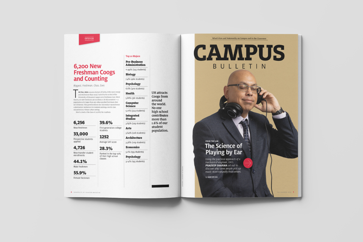 University of Houston magazine spread