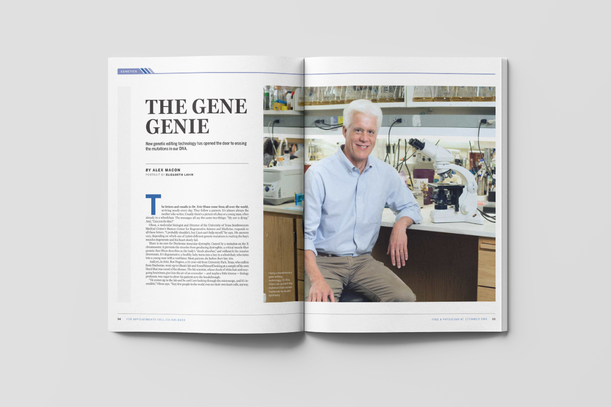 UT Southwestern 75th anniversary magazine spread